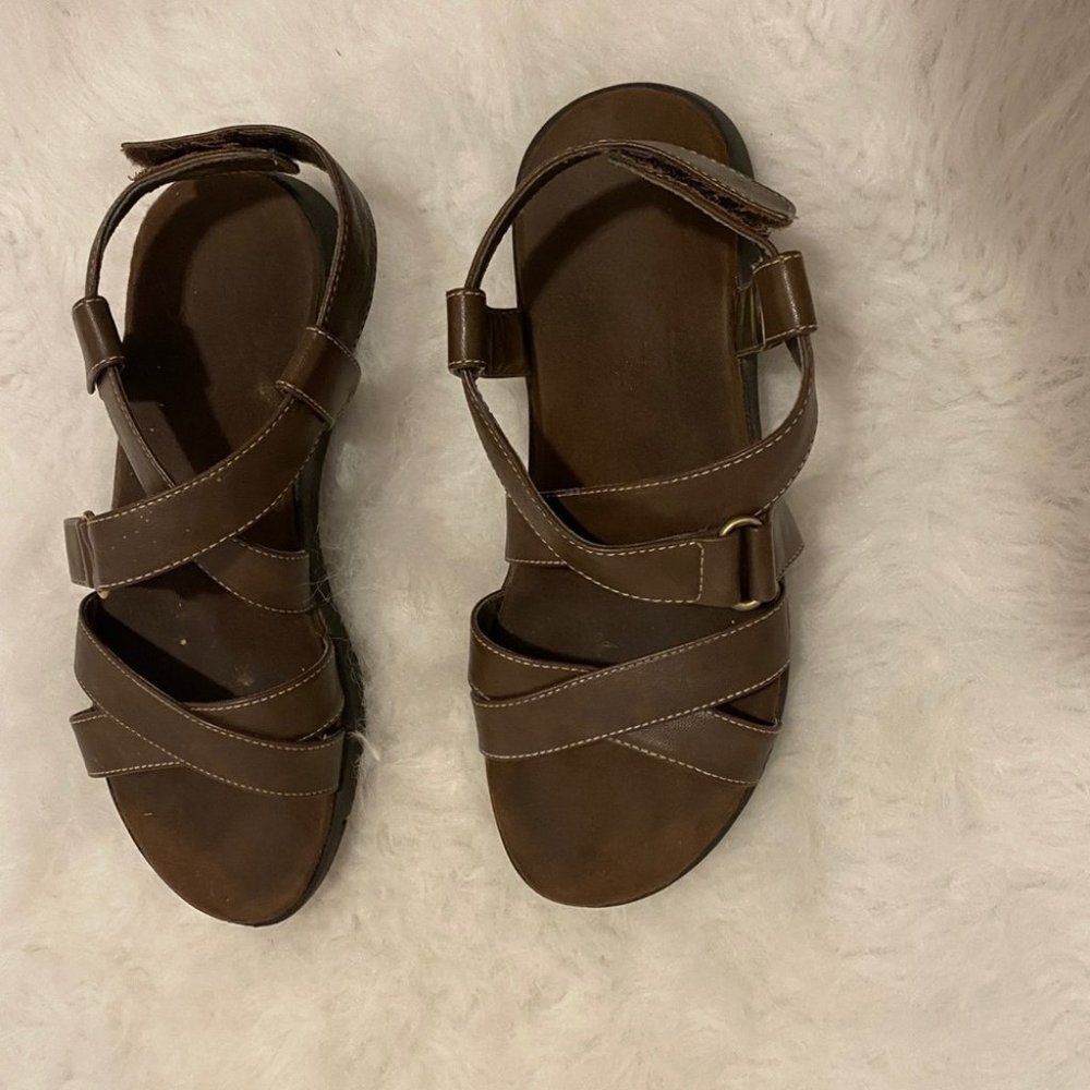 Aerosoles‎ Women's Brown Leather Flat Sandals Sz 7